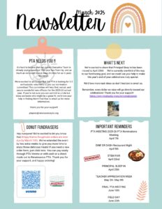 Renaissance PTA March 2025 Newsletter page 1