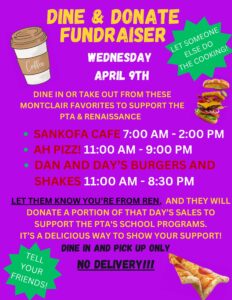 Dine and Donate Fundraiser on Wednesday, April 9, 2025