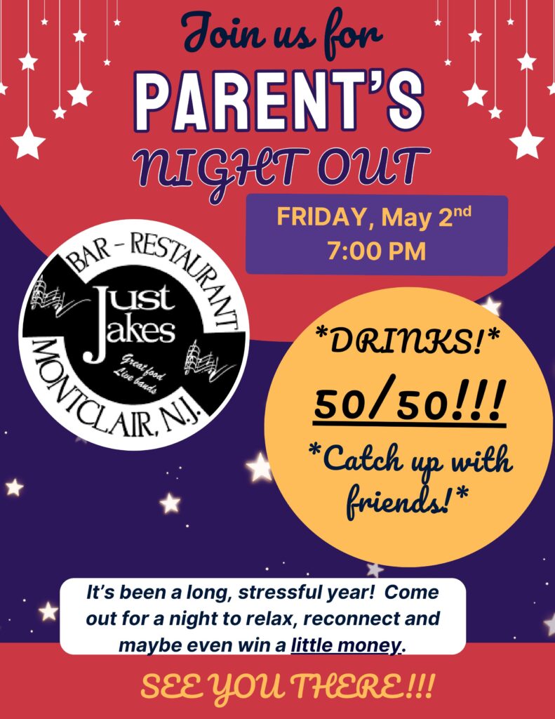 Parent's Night Out Friday, May 2, 2025 at 7 pm at Just Jakes